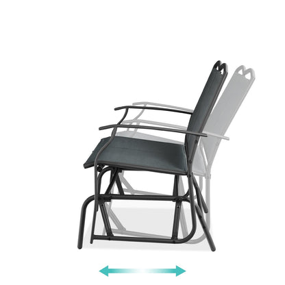 2 Seater Mesh Patio Loveseat Swing Glider Rocker with Armrests in Charcoal