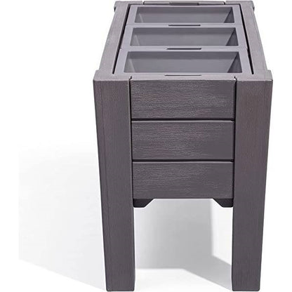 Raised Rectangular Plastic Planter Box w/ Removeable Trays
