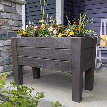 Raised Rectangular Plastic Planter Box w/ Removeable Trays