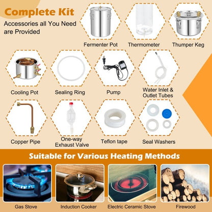 10 gL Stainless Steel Alcohol Still Fermenting / Distilling Kit
