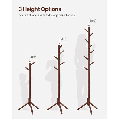 Sturdy Solid Wood Coat Rack in White Finish with 8 Hooks