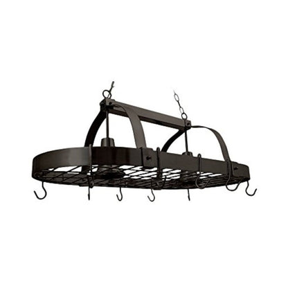 Rustic 2 Light Bronze 10 Hook Ceiling Mounted Hanging Pot Rack