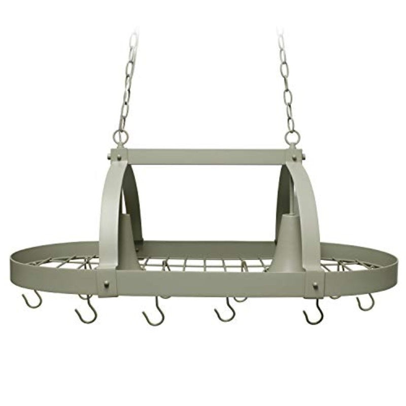 Rustic 2 Light Slate 10 Hook Ceiling Mounted Hanging Pot Rack