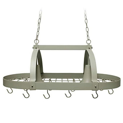 Rustic 2 Light Slate 10 Hook Ceiling Mounted Hanging Pot Rack