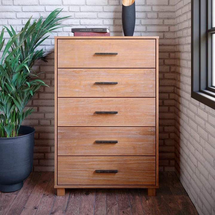 Farmhouse Modern 5 Drawer Chest in Acacia