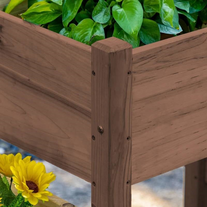 FarmHouse 3 Wooden Elevated Planter Raised Garden Beds in Brown