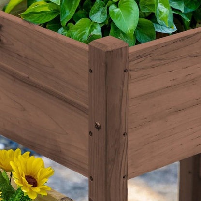 FarmHouse 3 Wooden Elevated Planter Raised Garden Beds in Brown