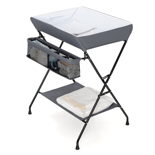 Grey Folding Wide Nursery Diaper Baby Changing Table