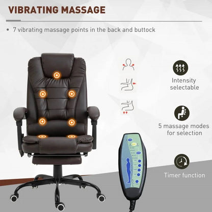 Espresso7 Mode Vibrating High Back Executive Massage Adjustable Office Chair
