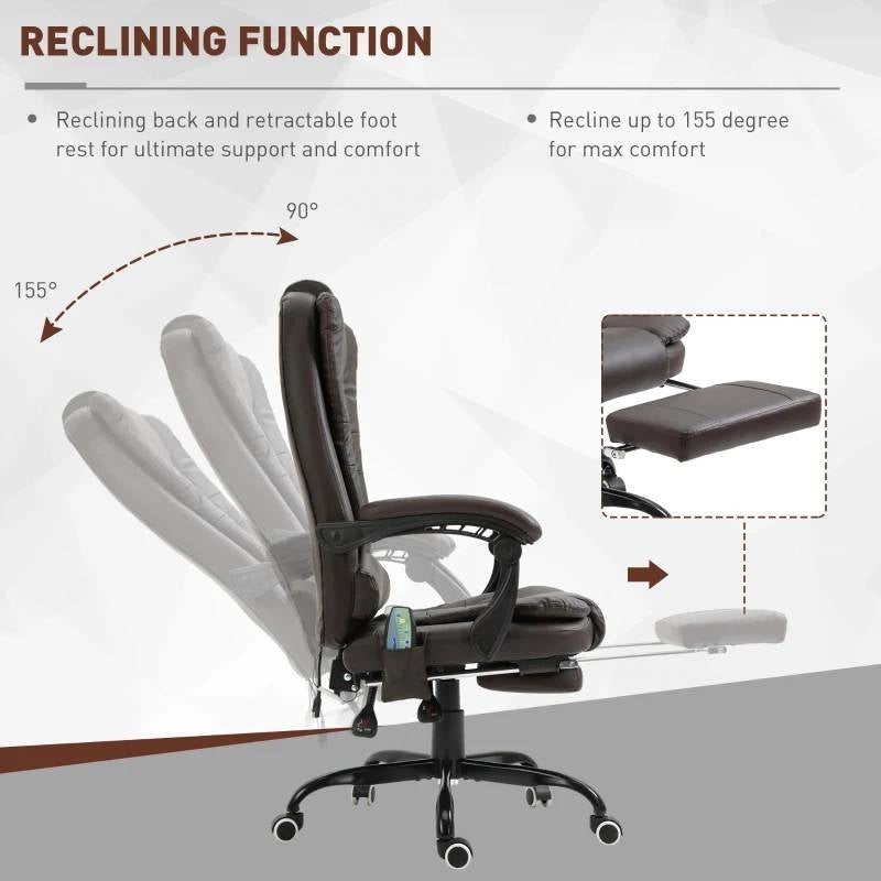 Espresso7 Mode Vibrating High Back Executive Massage Adjustable Office Chair