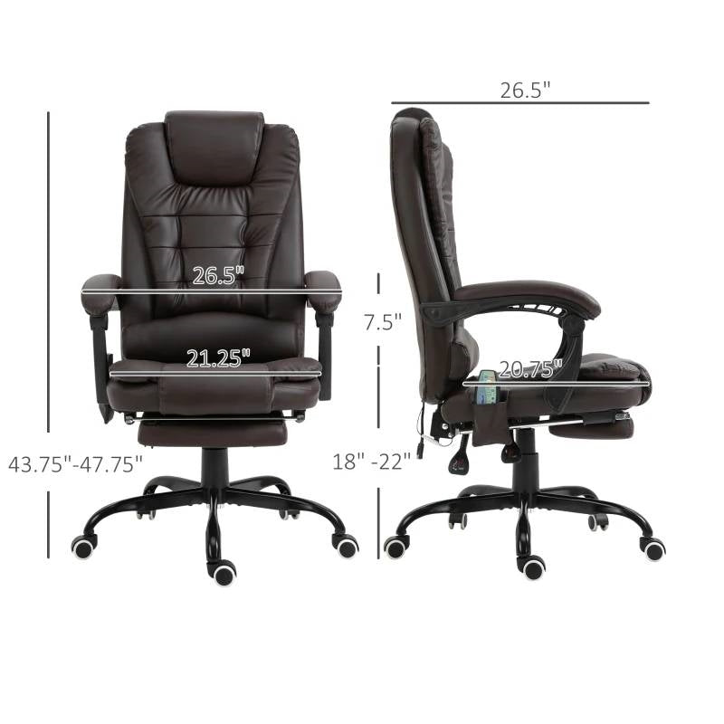 Espresso7 Mode Vibrating High Back Executive Massage Adjustable Office Chair