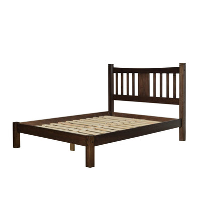 Queen Size FarmHouse Solid Wood Platform Bed in Espresso