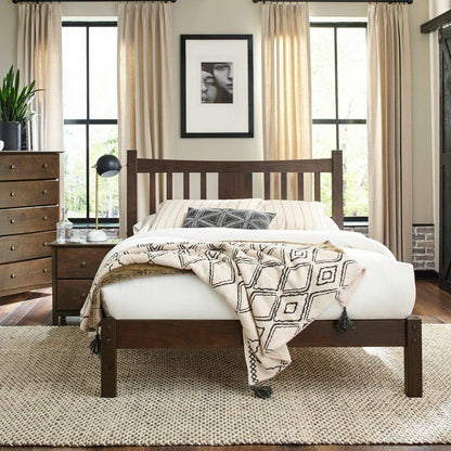 Queen Size FarmHouse Solid Wood Platform Bed in Espresso