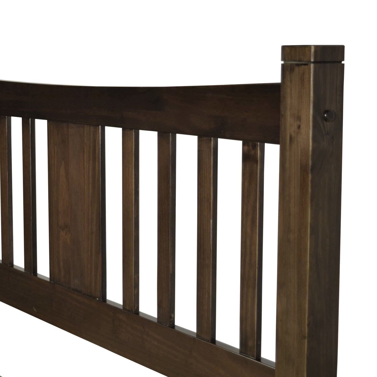 Queen Size FarmHouse Solid Wood Platform Bed in Espresso