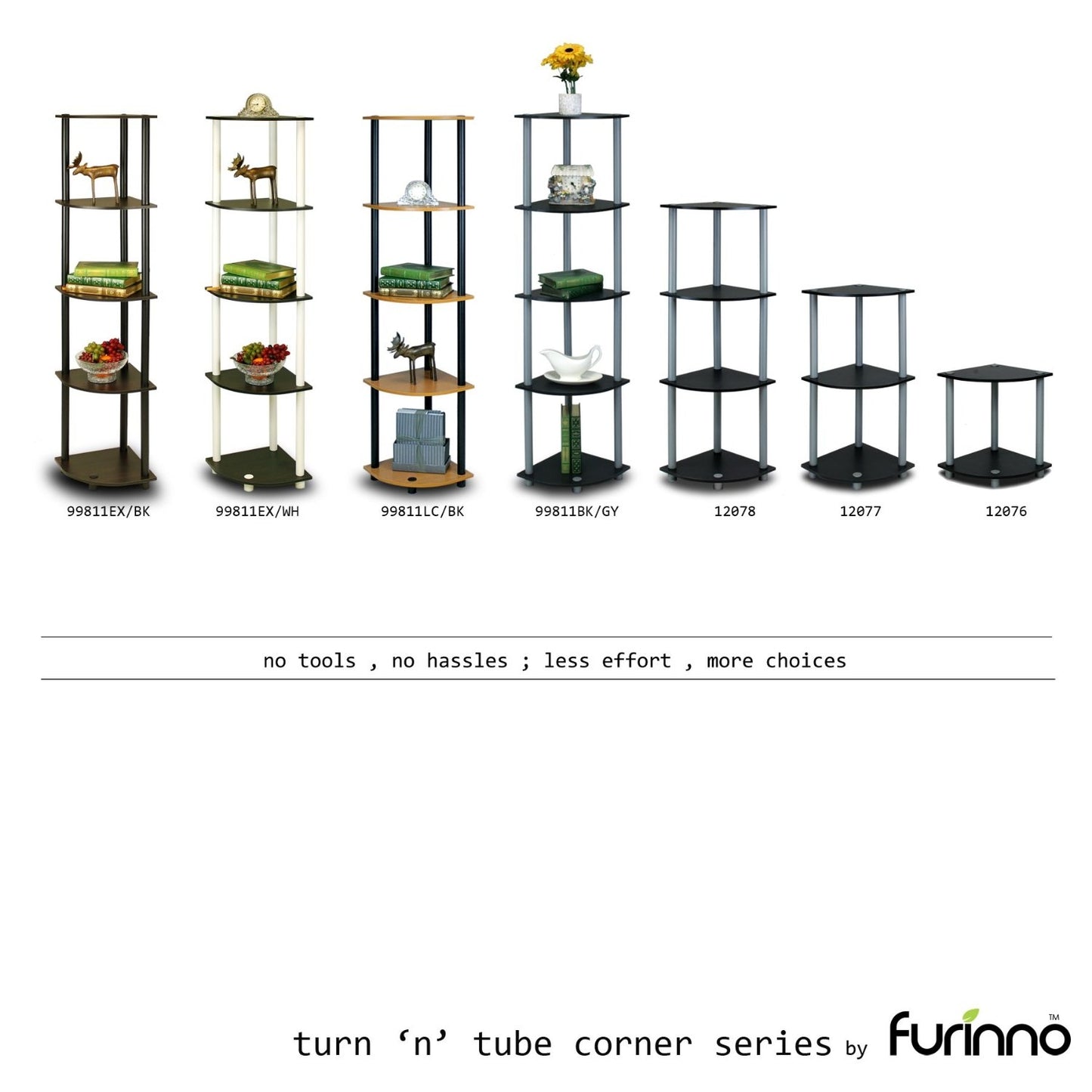5-Tier Corner Display Shelf Bookcase in Espresso &amp; Black