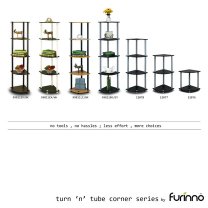 5-Tier Corner Display Shelf Bookcase in Espresso &amp; Black