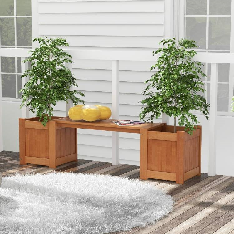 FarmHouse Hardwood Planter Boxes Garden Bench