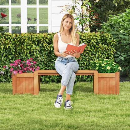 FarmHouse Hardwood Planter Boxes Garden Bench