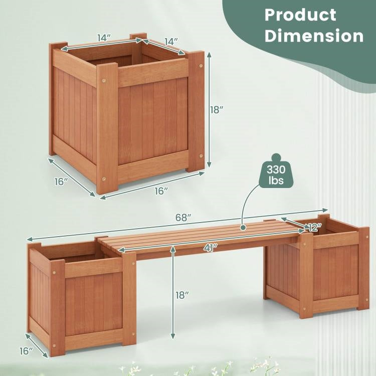 FarmHouse Hardwood Planter Boxes Garden Bench