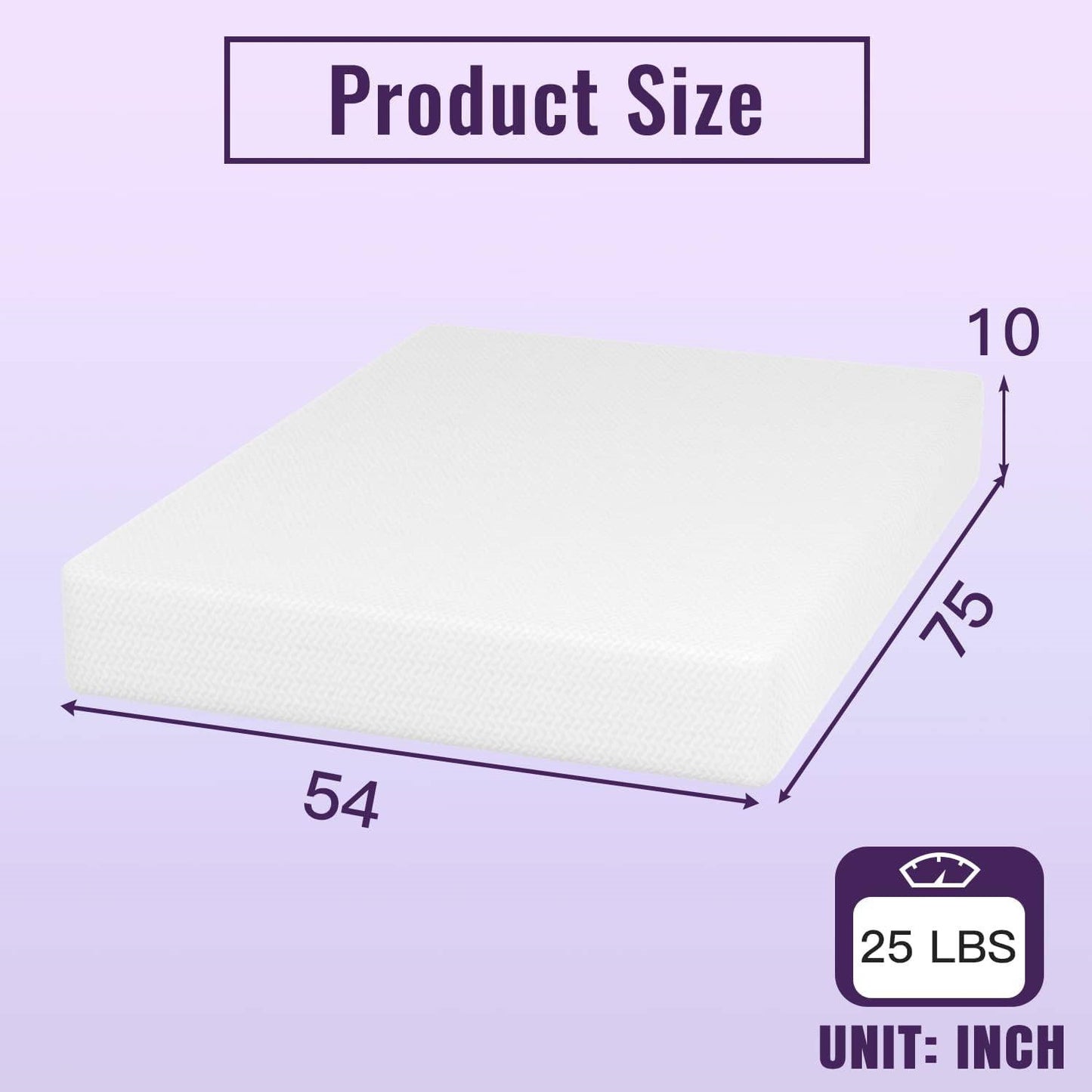 Full size 10-inch Charcoal Infused Memory Foam Mattress with Removable Cover