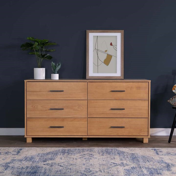 Farmhouse Modern 6 Drawer Double Dresser in Acacia