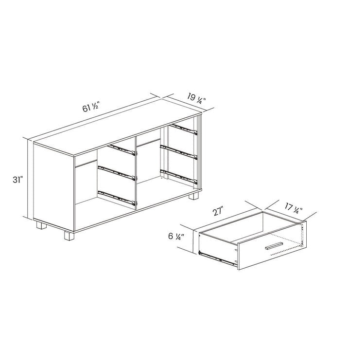 Farmhouse Modern 6 Drawer Double Dresser in Acacia