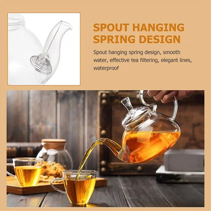 13.5oz/400 ml Glass Teapot with Removeable Metal Spout Hanging Spring