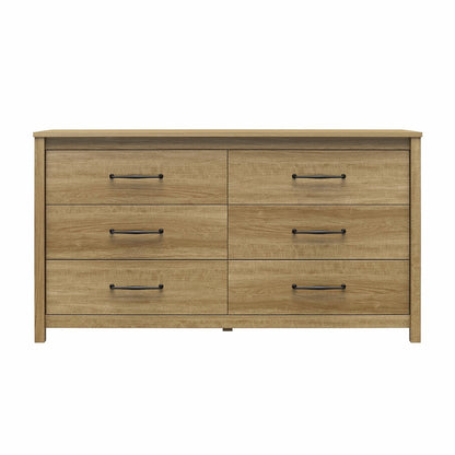 Rustic Farmhouse 6-Drawer Dresser, Natural