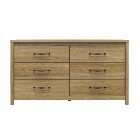 Rustic Farmhouse 6-Drawer Dresser, Natural