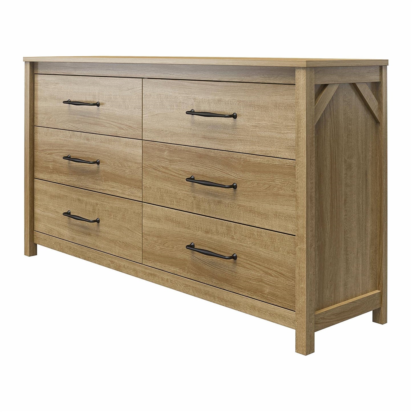 Rustic Farmhouse 6-Drawer Dresser, Natural