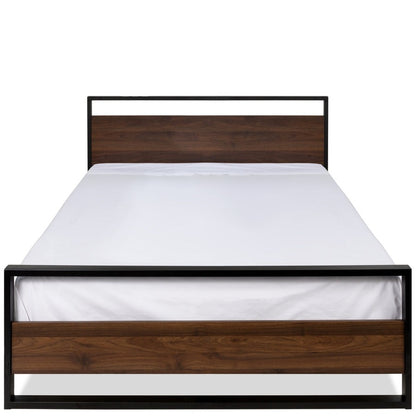 Farmhouse Metal Wood Platform Bed Frame Queen Size