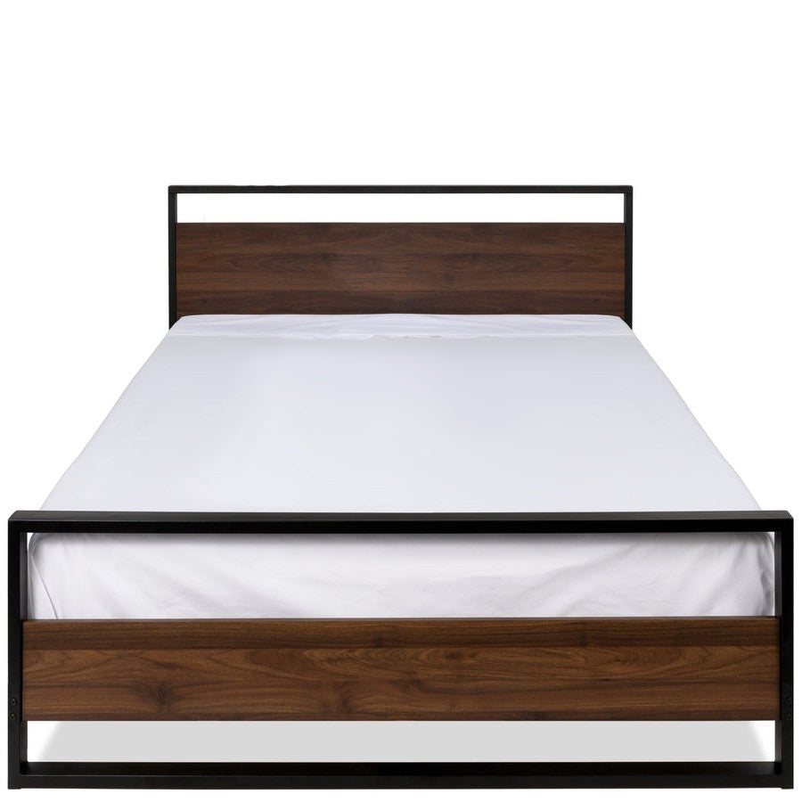 Farmhouse Metal Wood Platform Bed Frame Queen Size