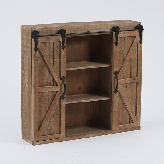 Farmhouse Sliding Bathroom Wall Mounted Cabinet 2-Doors &amp; Shelves