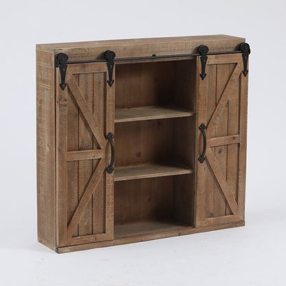 Farmhouse Sliding Bathroom Wall Mounted Cabinet 2-Doors &amp; Shelves