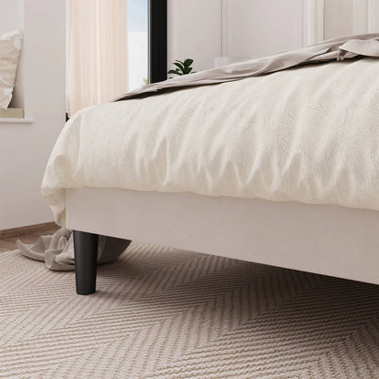 Full size White Velvet Upholstered Platform Bed Frame with Wingback Headboard