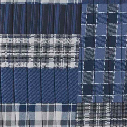 Full/Queen, 3 Piece Blue Patchwork Cotton Reversible Quilt Set