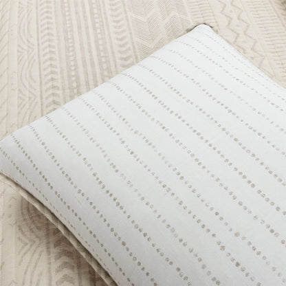 Full/Queen Scandinavian Beige Reversible Cotton Quilt Set