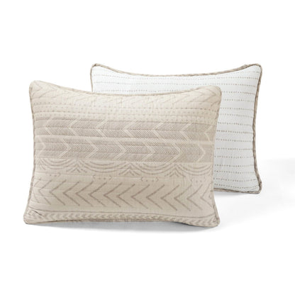 Full/Queen Scandinavian Beige Reversible Cotton Quilt Set