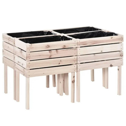 FarmHouse 4 Piece Wooden Elevated Planter Raised Garden Box
