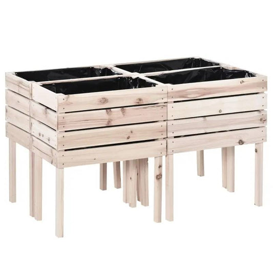 FarmHouse 4 Piece Wooden Elevated Planter Raised Garden Box
