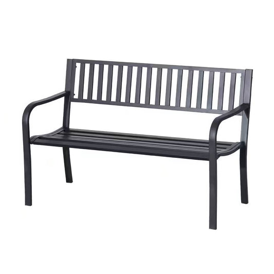 Outdoor Black Metal Garden Bench with 484 lb Max Weight Capacity