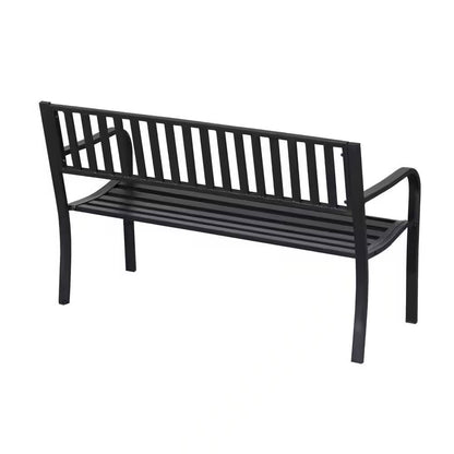 Outdoor Black Metal Garden Bench with 484 lb Max Weight Capacity