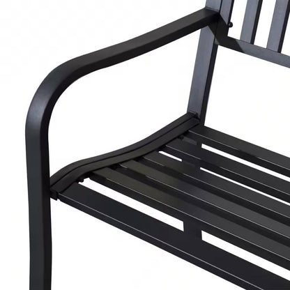 Outdoor Black Metal Garden Bench with 484 lb Max Weight Capacity