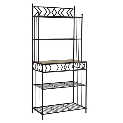 Kitchen Bakers Rack in Black Metal with Marble Top