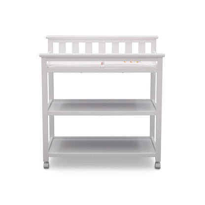 Modern White Baby's First 2 Shelf Changing Table with Wheels