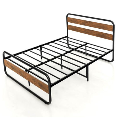 Full Size Rustic Arc Tube Head/Footboard Platform Bed Frame