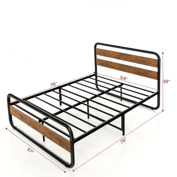 Full Size Rustic Arc Tube Head/Footboard Platform Bed Frame