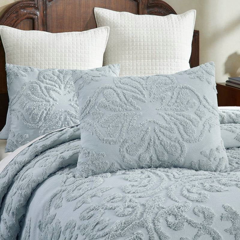 Full Size OverSized 100% Cotton Chenille 3 PCS Coverlet Bedspread Set in Blue
