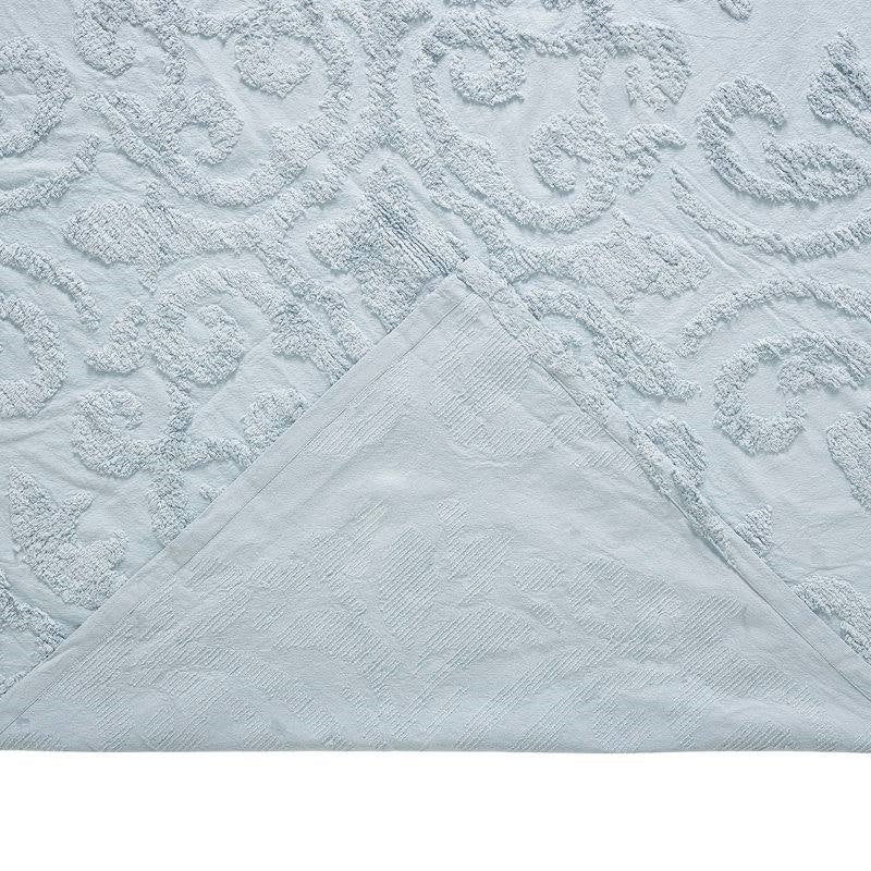 Full Size OverSized 100% Cotton Chenille 3 PCS Coverlet Bedspread Set in Blue
