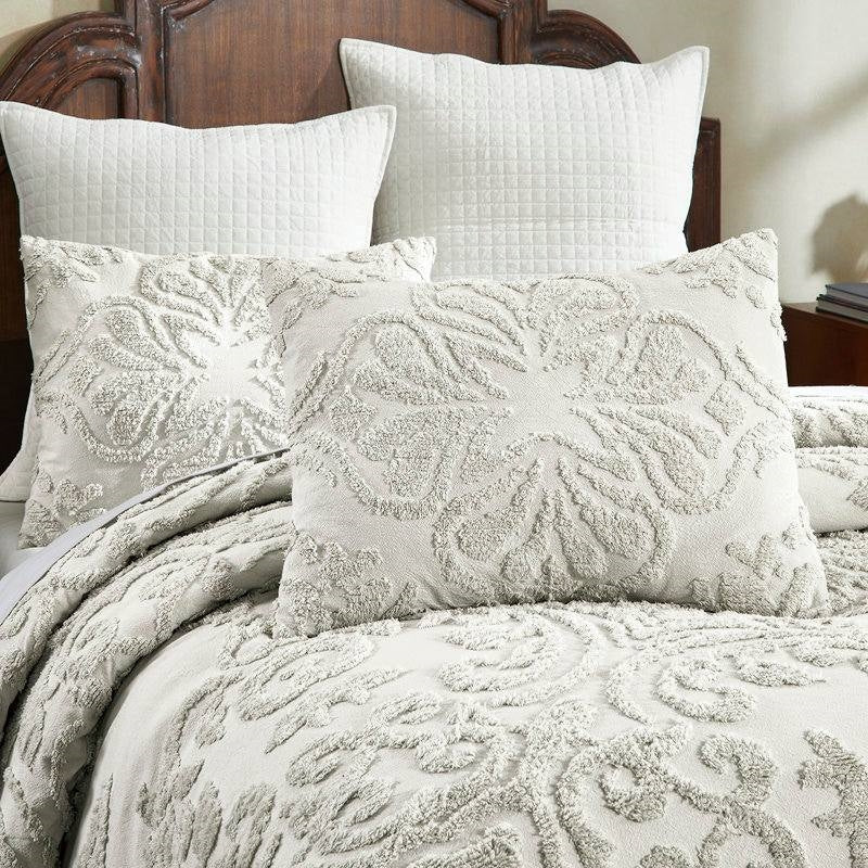 Full Size OverSized 100% Cotton Chenille 3 PCS Coverlet Bedspread Set in Ivory